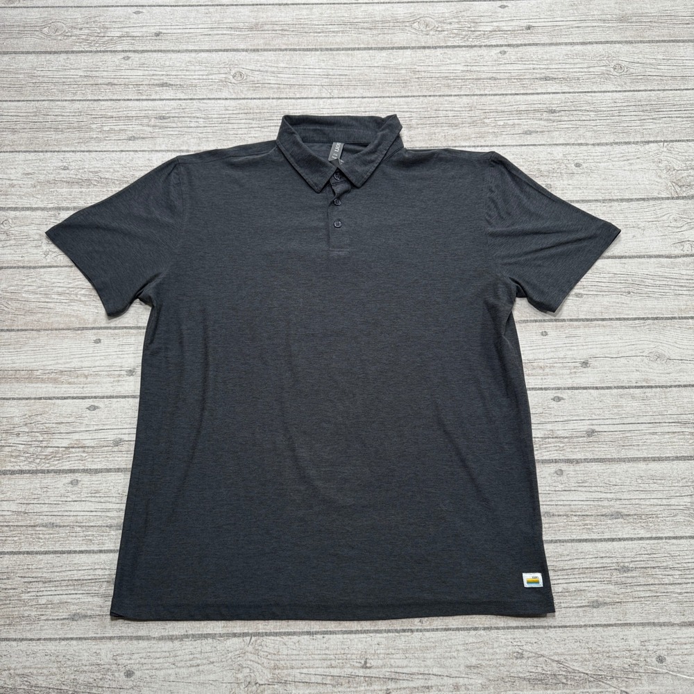 Vuori Strato Polo Shirt Men's Large Charcoal Gray Heather Short Sleeve Athletic
